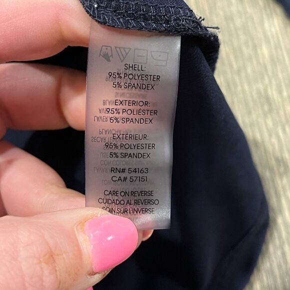 Calvin Klein Lace-Up Neck Blouse Top 3/4 Sleeve Pullover Stretch Navy Blue Small - Picture 3 of 4